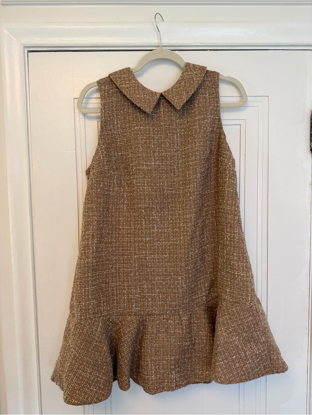 H&M Brown Tweed Sleeveless Dress with Peter Pan Collar